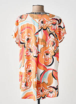 Blouse imprimé fantaisie manches courtes orange CISO femme