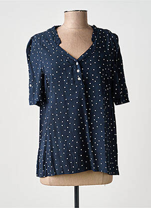 Blouse tissage popeline manches courtes bleu ÉTYMOLOGIE femme