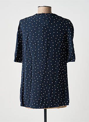 Blouse tissage popeline manches courtes bleu ÉTYMOLOGIE femme