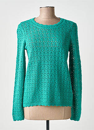 Pull maille ajourée manches longues vert C'EST BEAU LA VIE femme
