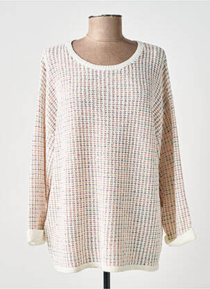 Pull maille ajourée manches longues blanc CHRISTINE LAURE femme