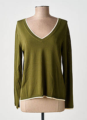 Pull coupe cintrée manches longues vert MD'M femme