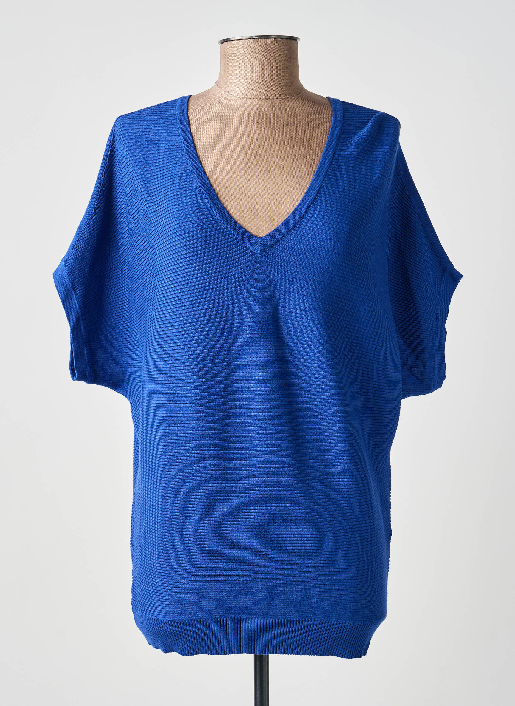 Pull col v manches courtes bleu ZILCH femme