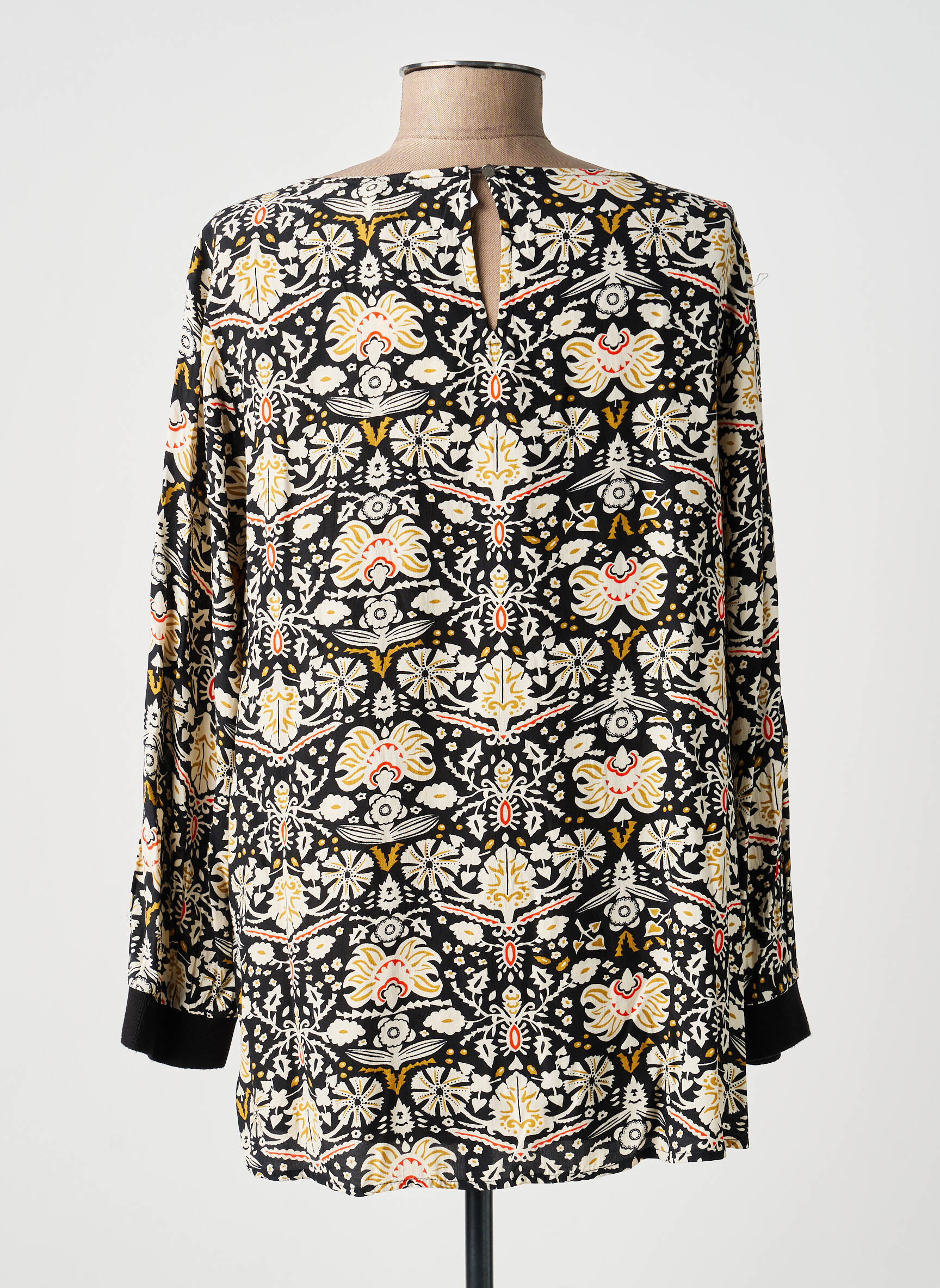 Blouse imprimé fantaisie manches longues noir GARCIA femme