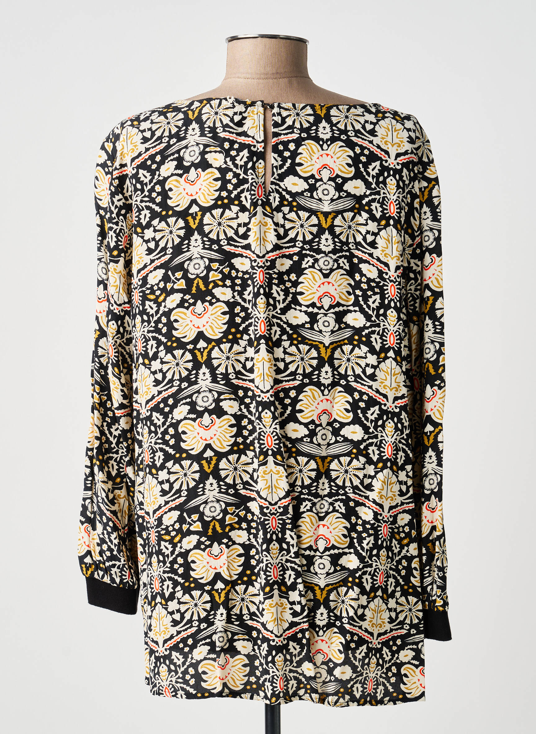 Blouse imprimé fantaisie manches longues noir GARCIA femme