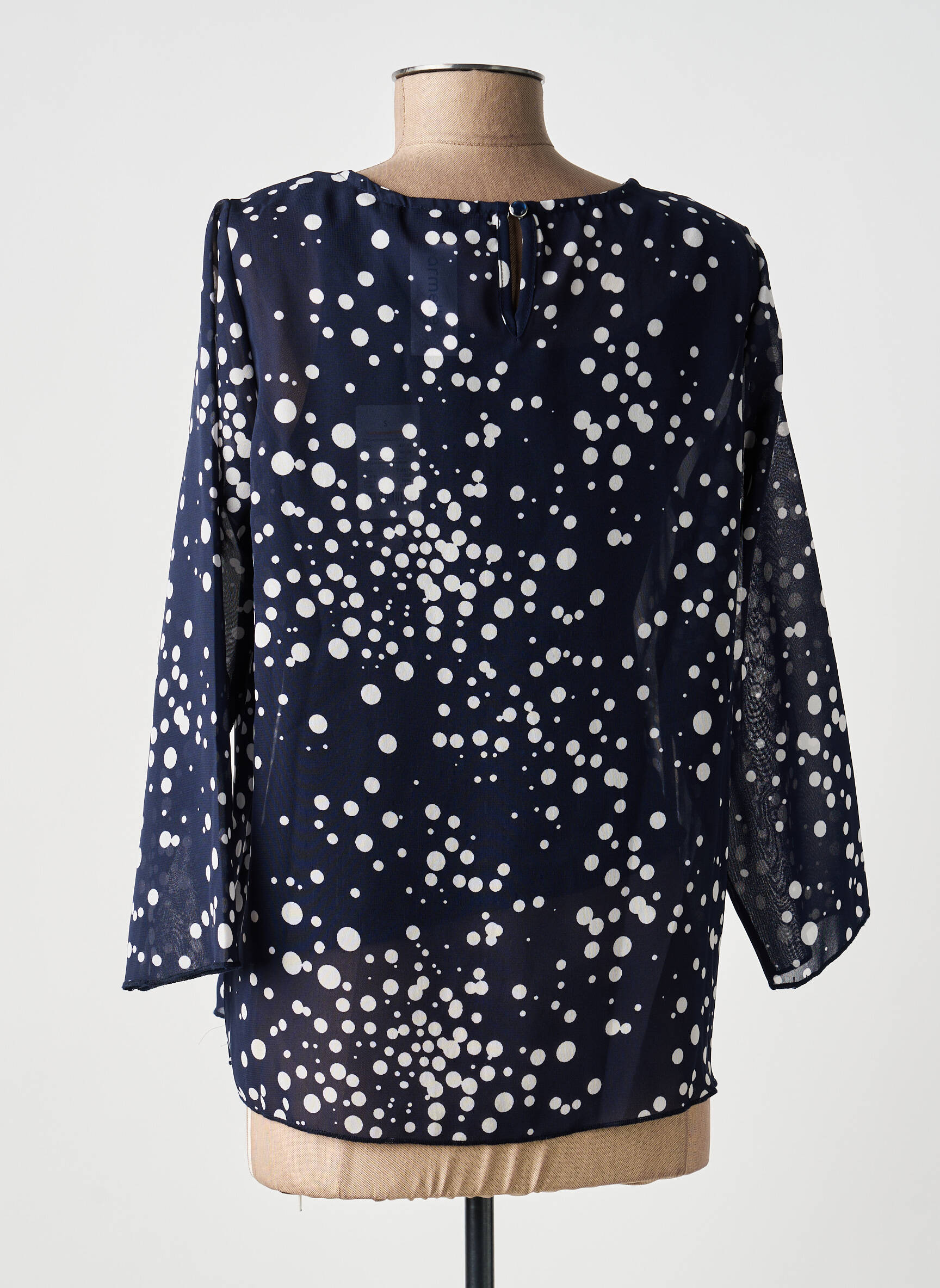 Blouse col rond manches longues bleu SIGNATURE femme