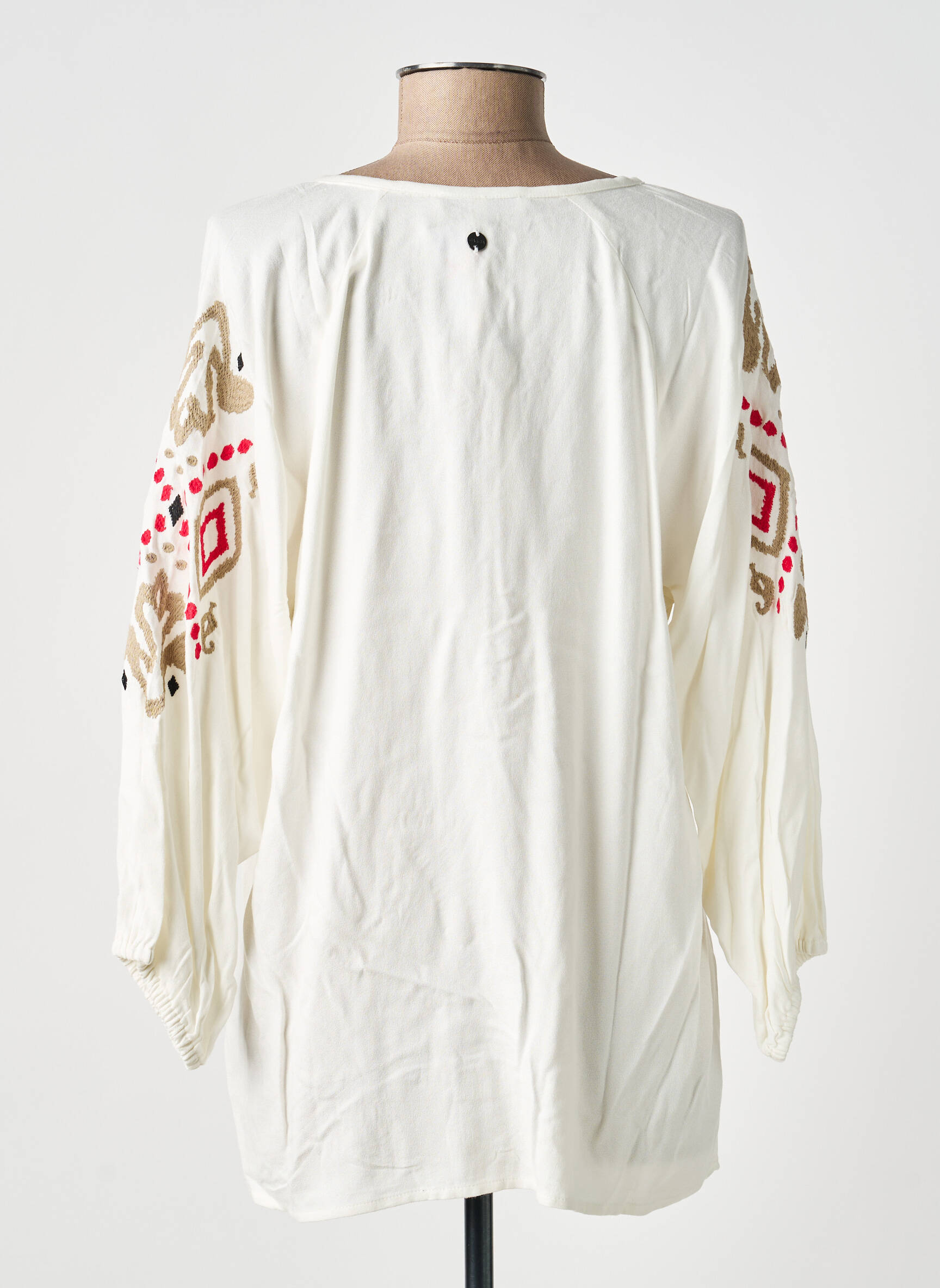 Blouse tissage popeline manches longues beige GARCIA femme