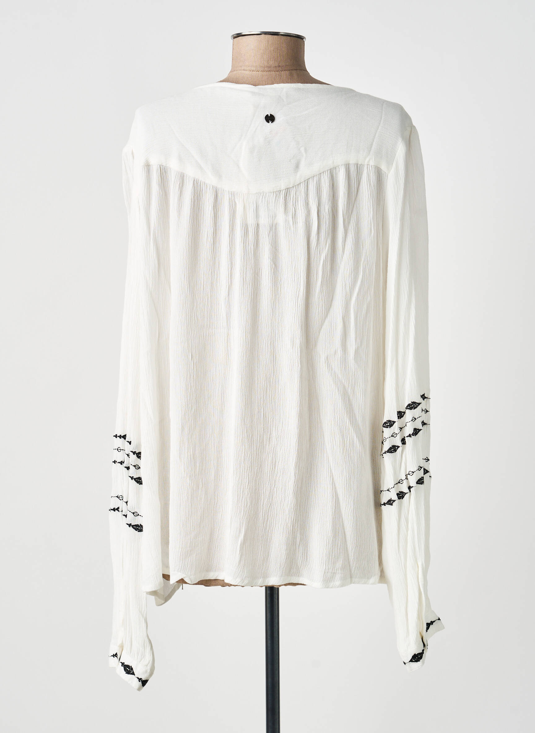 Blouse tissage popeline manches longues blanc GARCIA femme