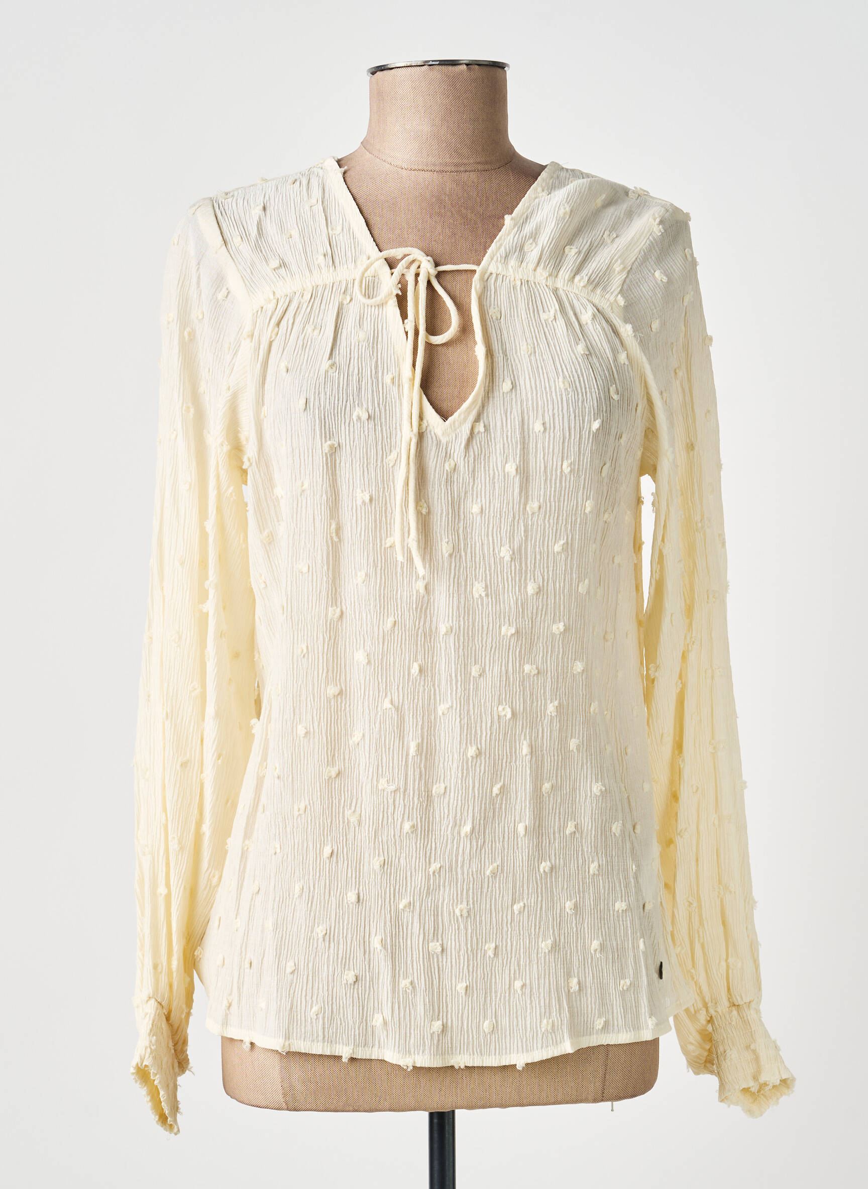 Blouse manches longues manches longues beige GARCIA femme