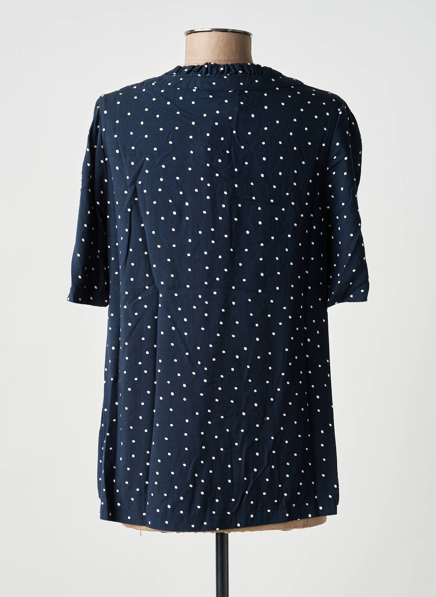 Blouse tissage popeline manches courtes bleu ÉTYMOLOGIE femme