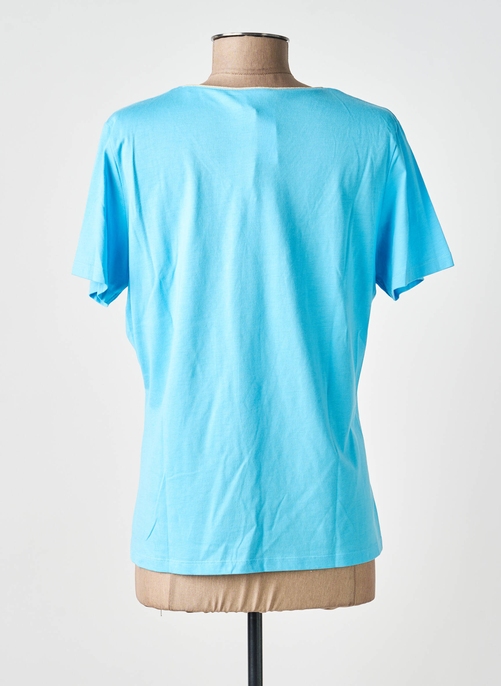 T-shirt col v manches courtes bleu JULIE GUERLANDE femme