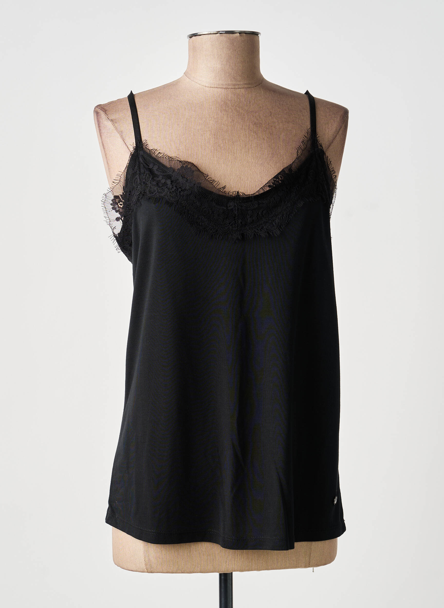 T-shirt stretch fines bretelles noir GARCIA femme