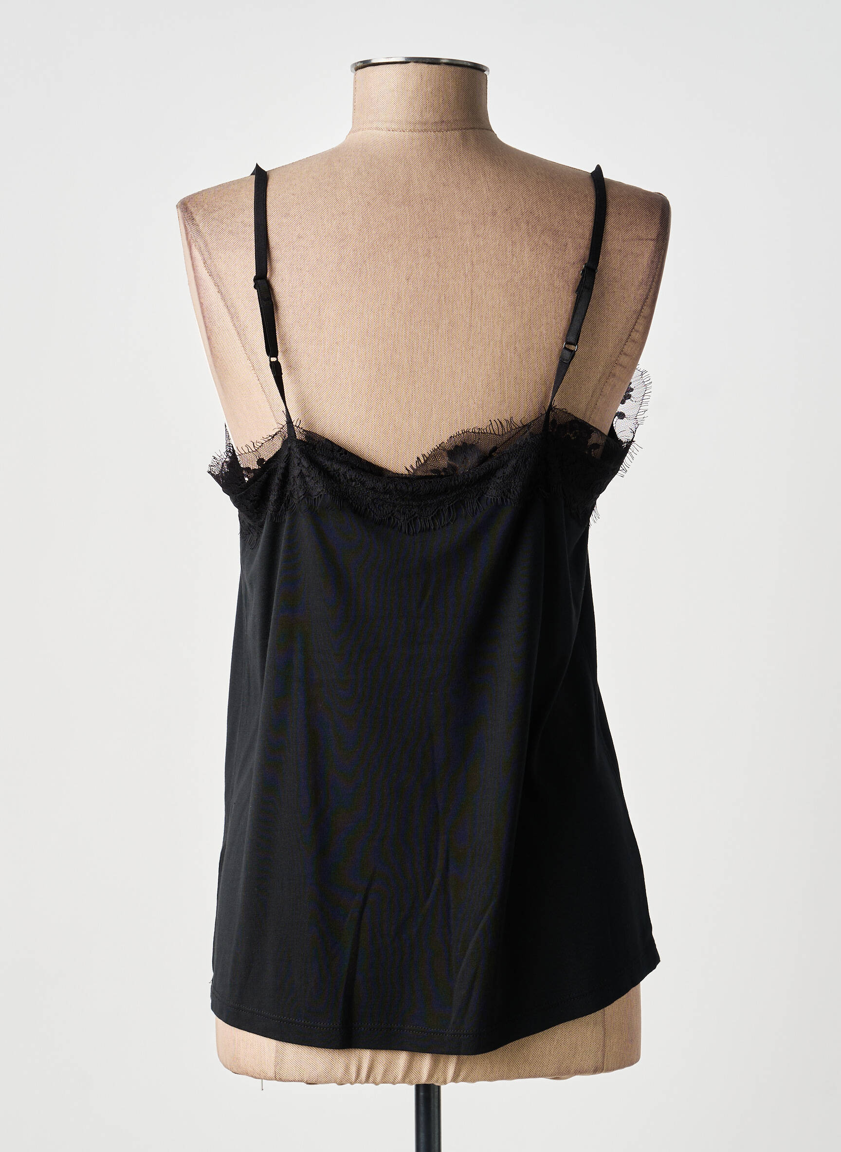 T-shirt stretch fines bretelles noir GARCIA femme