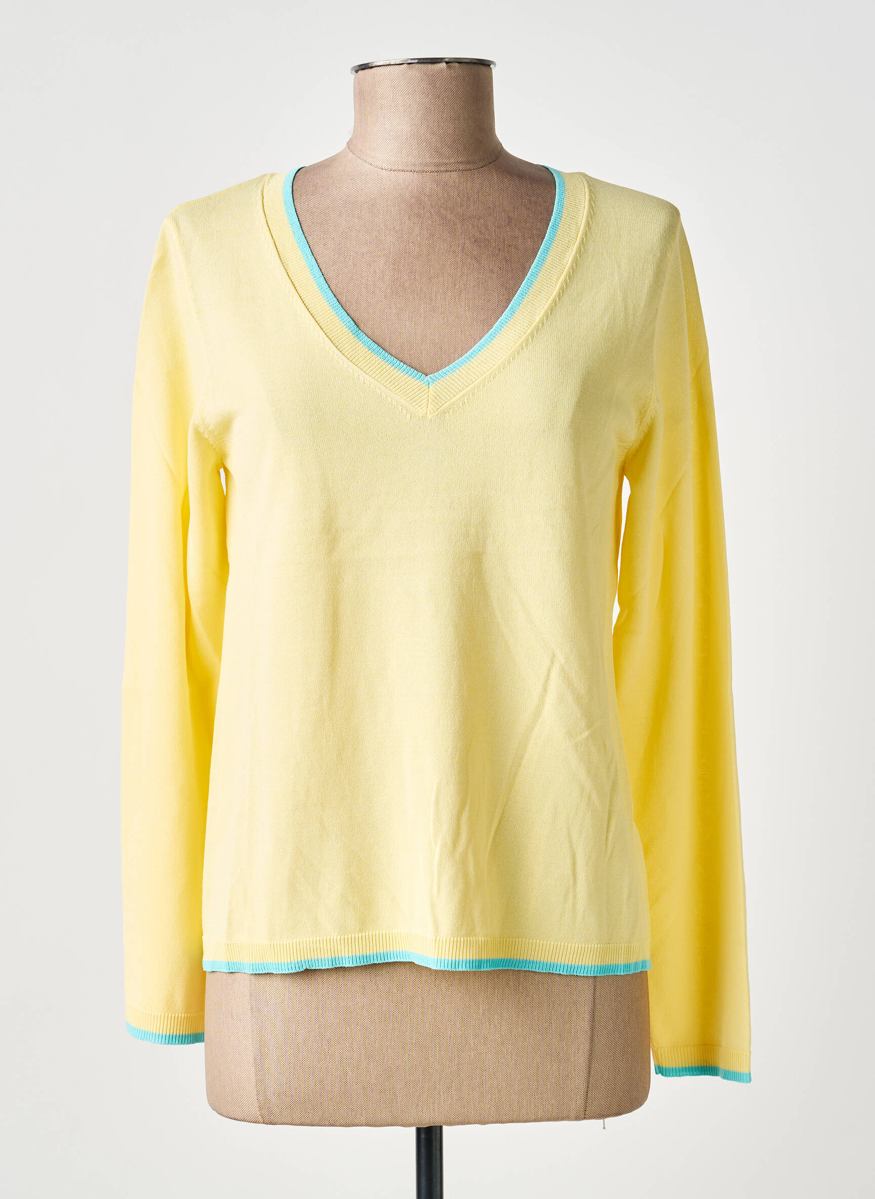 Pull coupe cintrée manches longues jaune MD'M femme