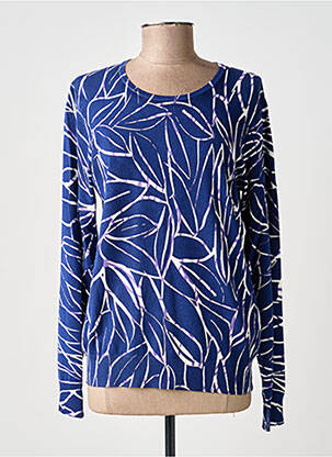 Pull stretch manches longues bleu SIGNATURE femme