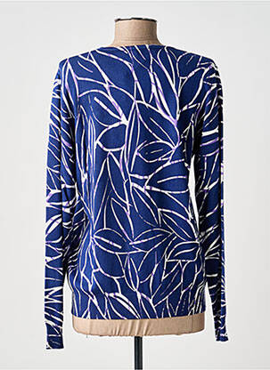 Pull stretch manches longues bleu SIGNATURE femme
