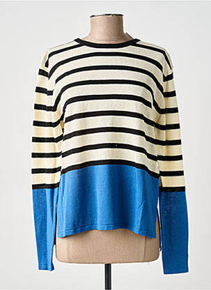 Pull coupe cintrée manches longues bleu MD'M femme