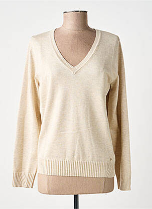 Pull tissage chiné manches longues beige MD'M femme