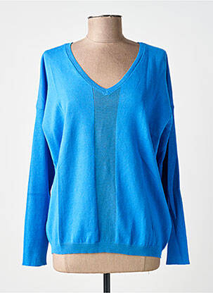 Pull col v manches longues bleu JULIE GUERLANDE femme