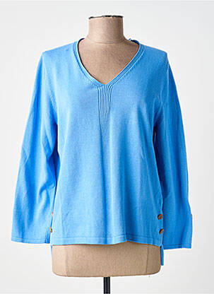 Pull coupe cintrée manches 3/4 bleu MARBLE femme