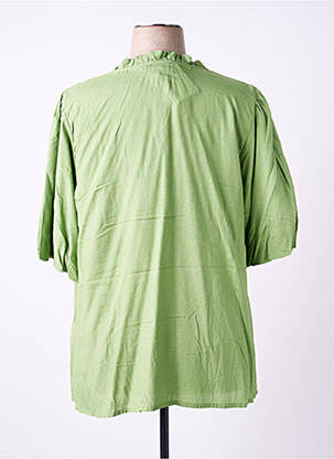 Blouse tissage popeline manches courtes vert CISO femme