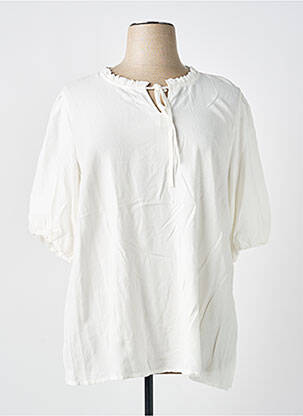 Blouse tissage popeline manches courtes blanc CISO femme