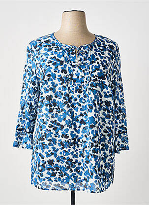 Blouse tissage popeline manches longues bleu BARBARA LEBEK femme