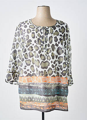 Blouse tissage popeline manches 3/4 vert BARBARA LEBEK femme