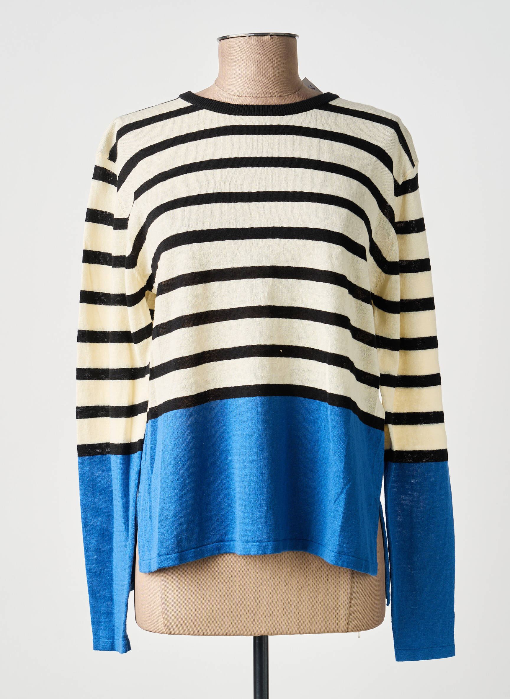 Pull coupe cintrée manches longues bleu MD'M femme