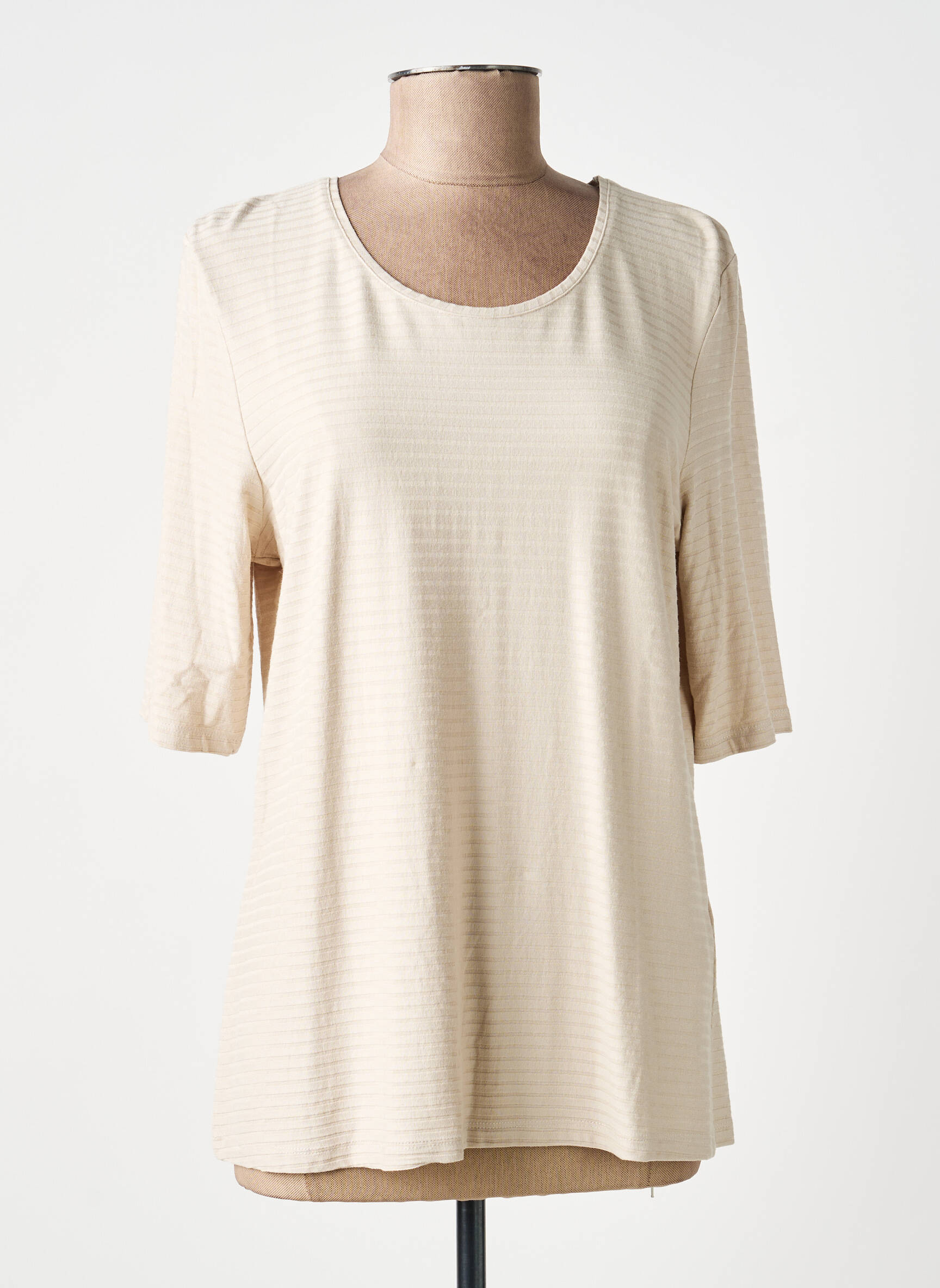 T-shirt stretch manches courtes beige BARBARA LEBEK femme