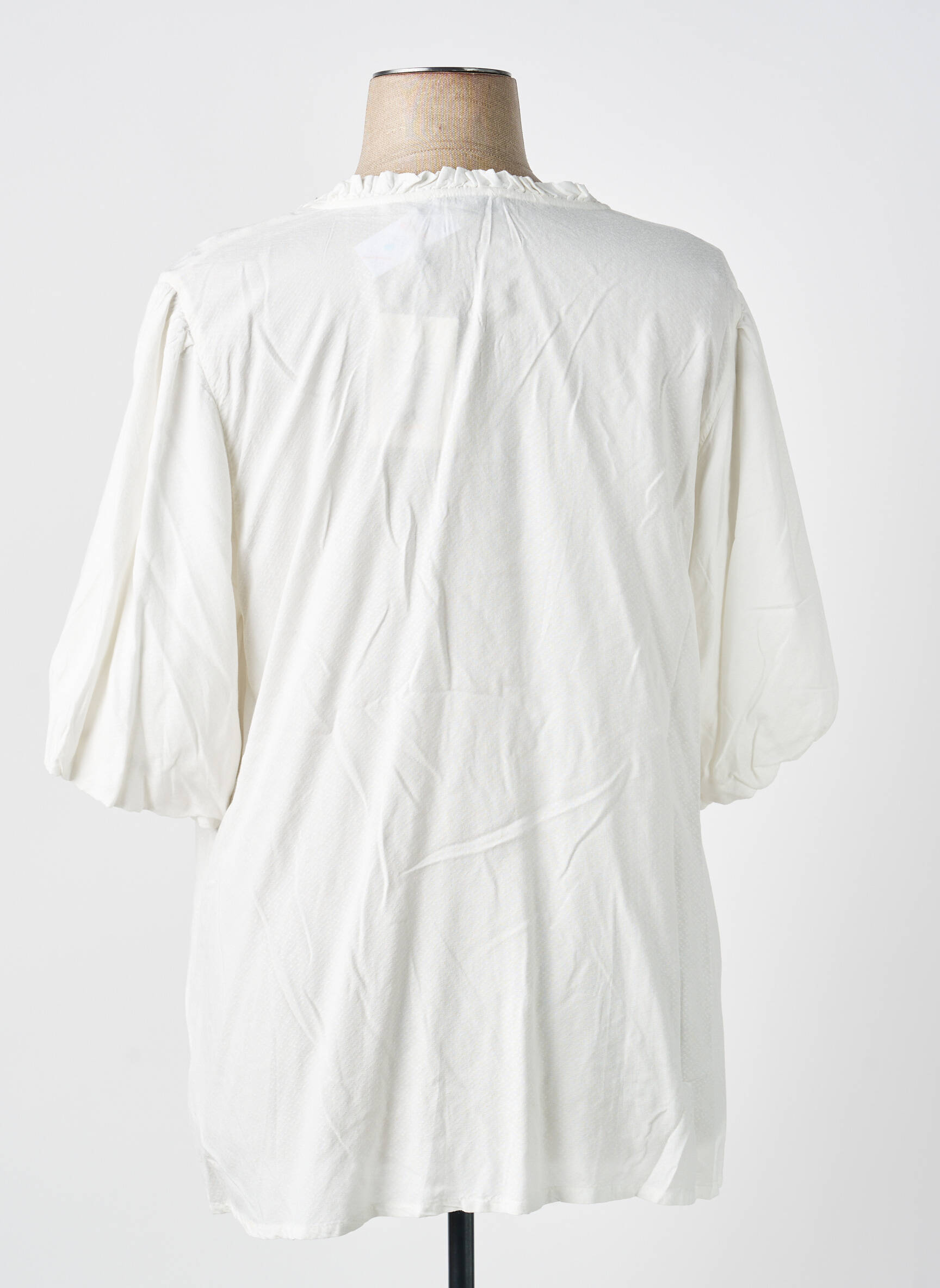 Blouse tissage popeline manches courtes blanc CISO femme
