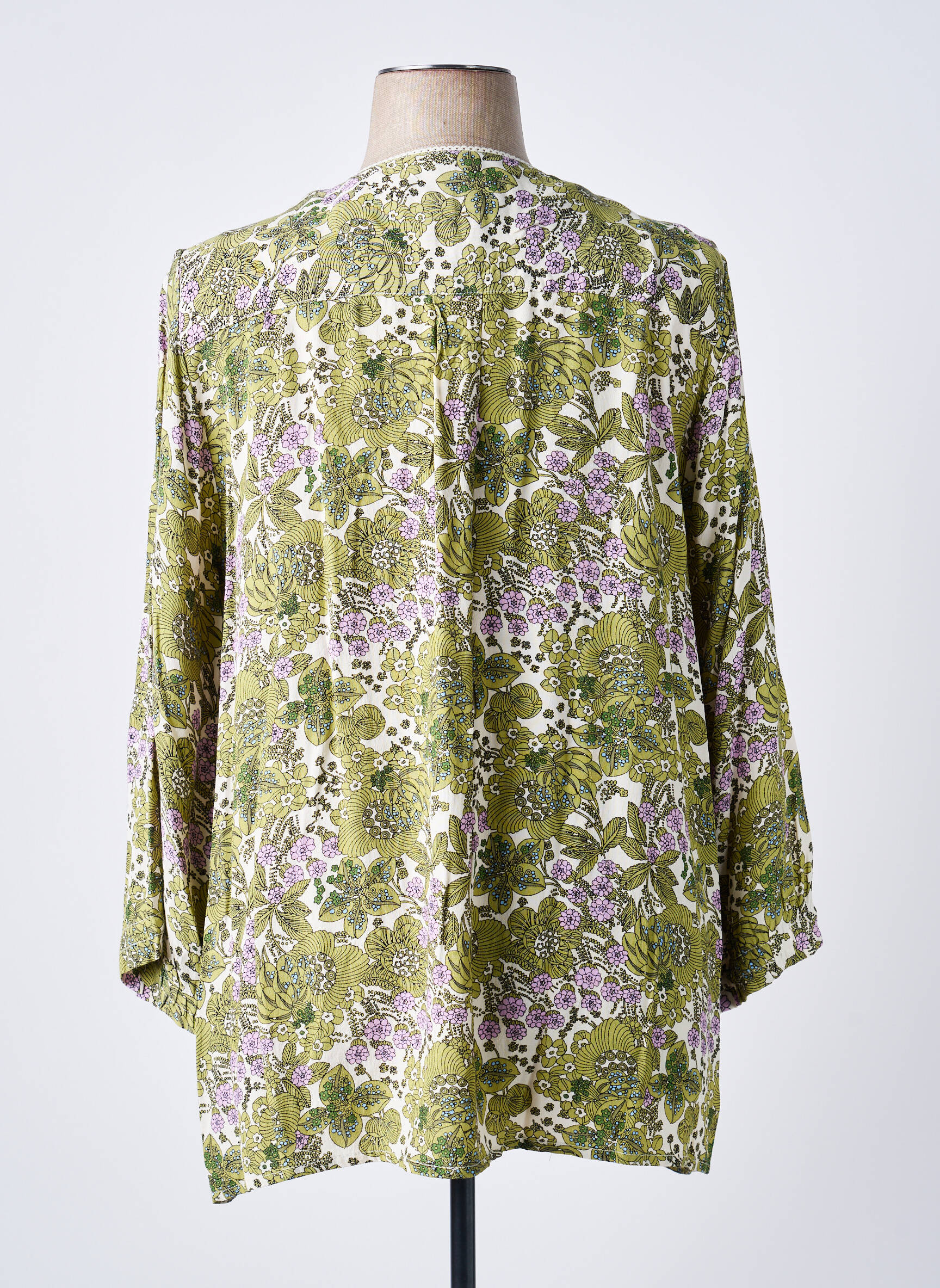 Blouse imprimé fleurs manches longues vert CISO femme