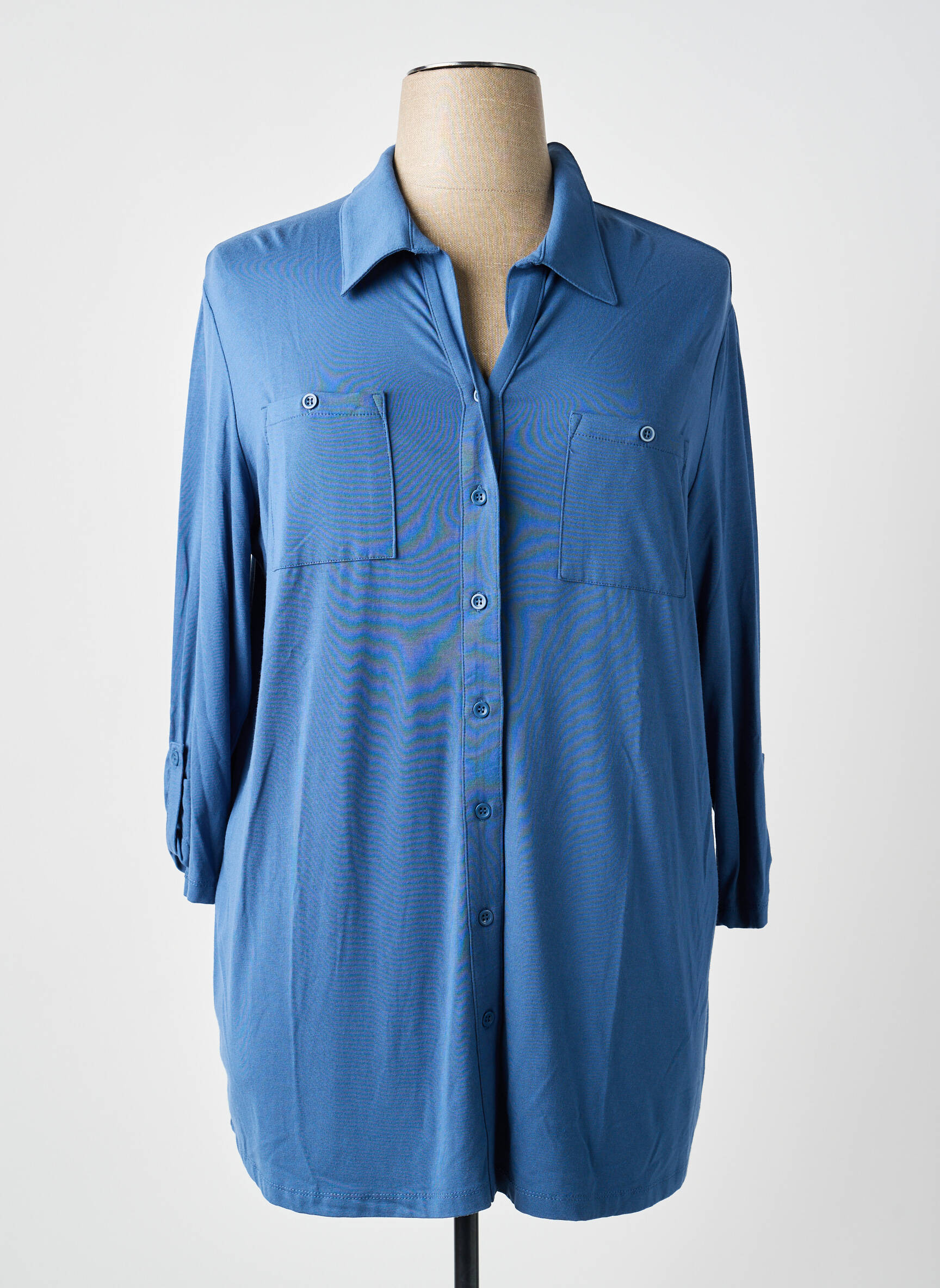 Chemisier coupe cintrée manches 3/4 bleu BARBARA LEBEK femme