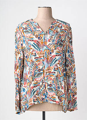 Blouse imprimé fleurs manches longues bleu DIANE LAURY femme