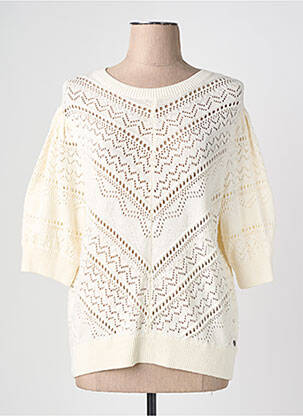 Pull coupe droite manches 3/4 blanc GARCIA femme