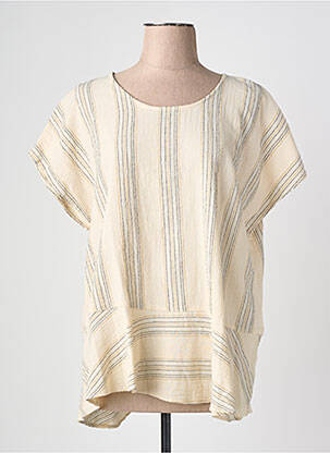 T-shirt coupe droite manches courtes beige CISO femme
