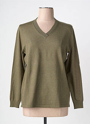 Pull coupe droite manches longues vert BARBARA LEBEK femme
