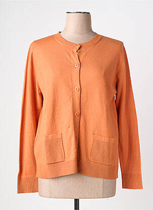 Gilet manches longues col rond orange BARILOCHE femme