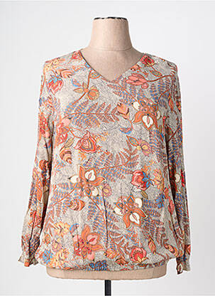 Blouse imprimé fleurs manches longues orange CISO femme