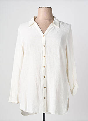 Chemisier tissage crêpe manches longues blanc CISO femme