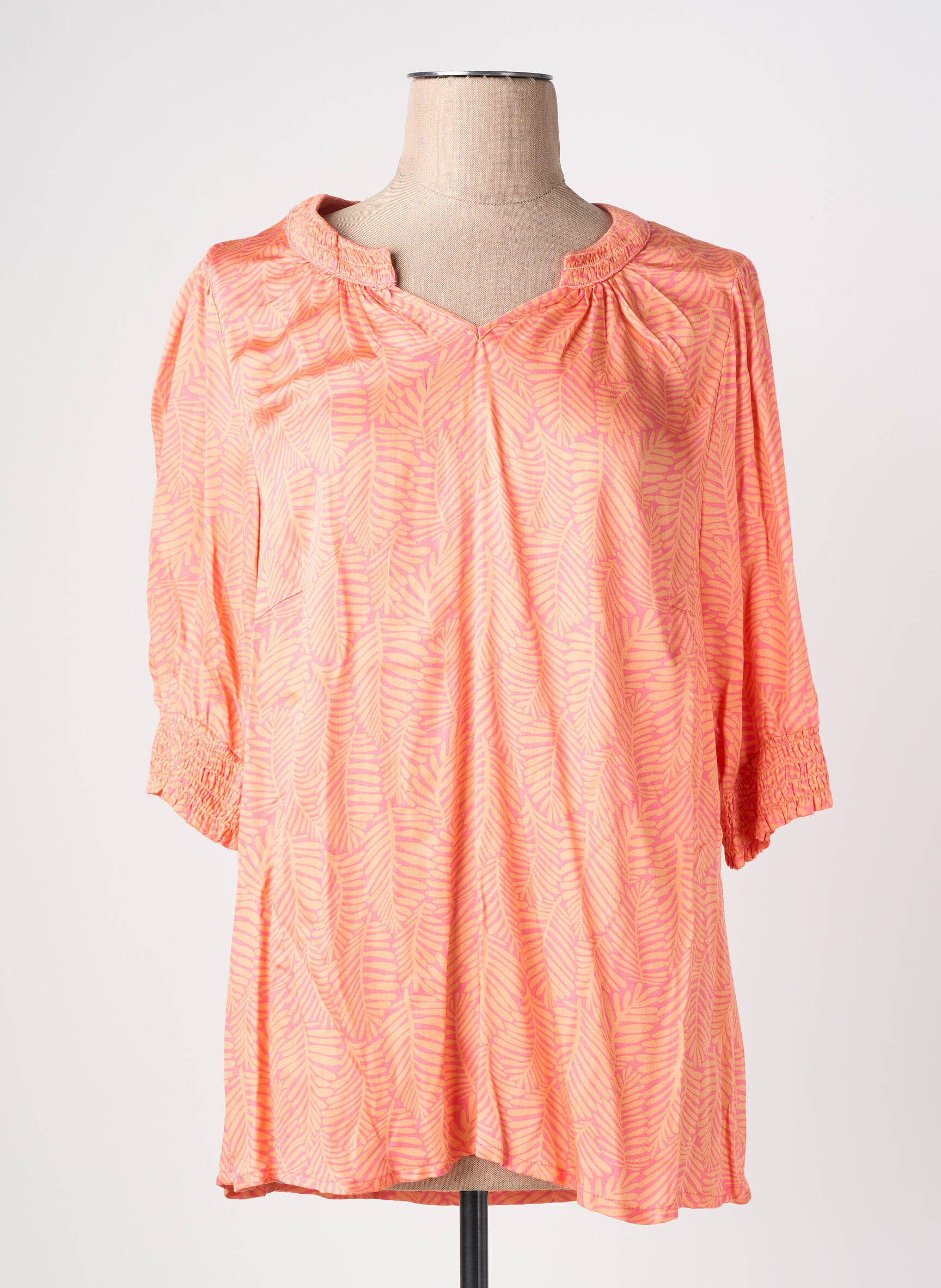 Top imprimé fantaisie manches courtes orange CISO femme