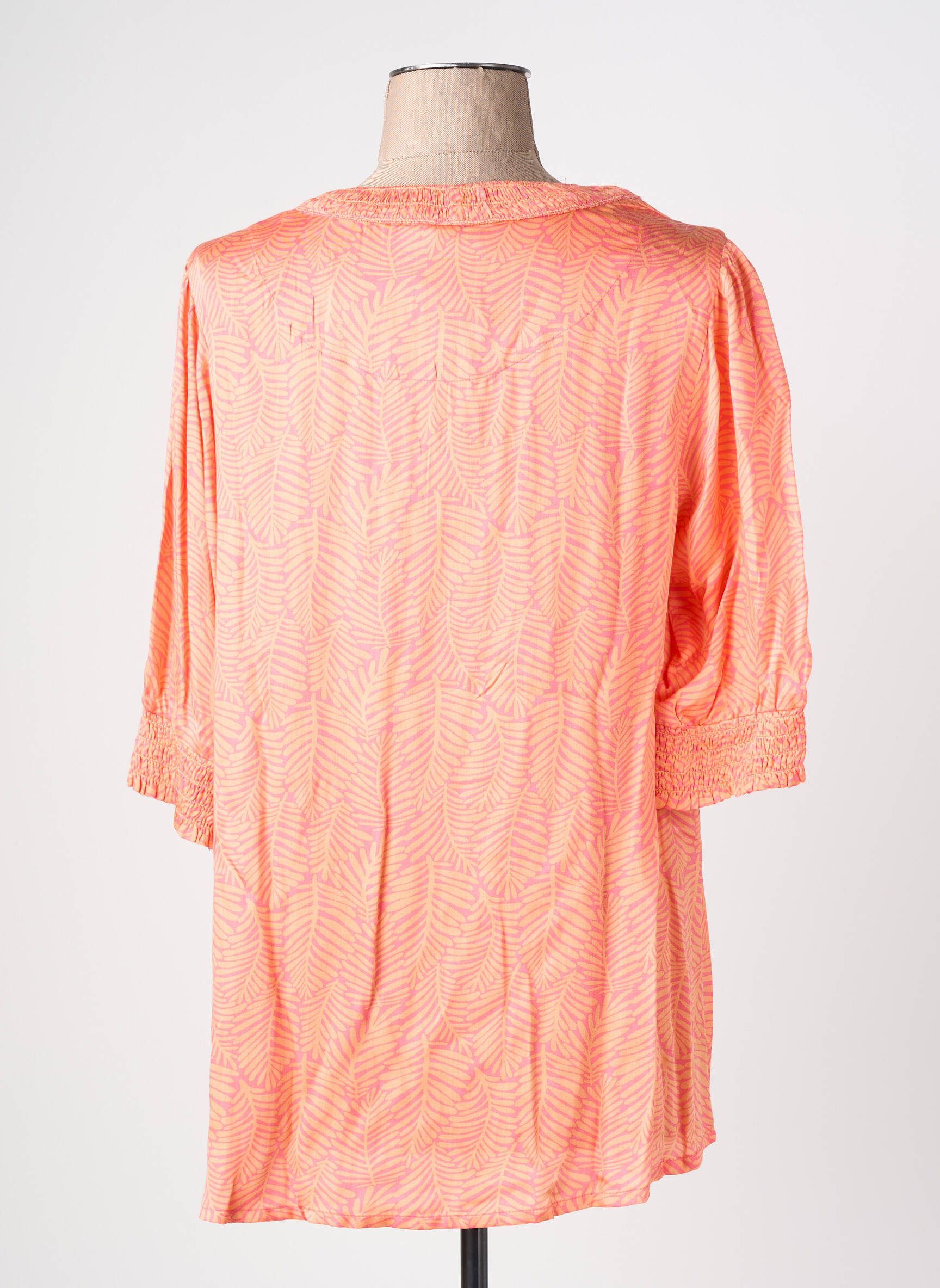 Top imprimé fantaisie manches courtes orange CISO femme