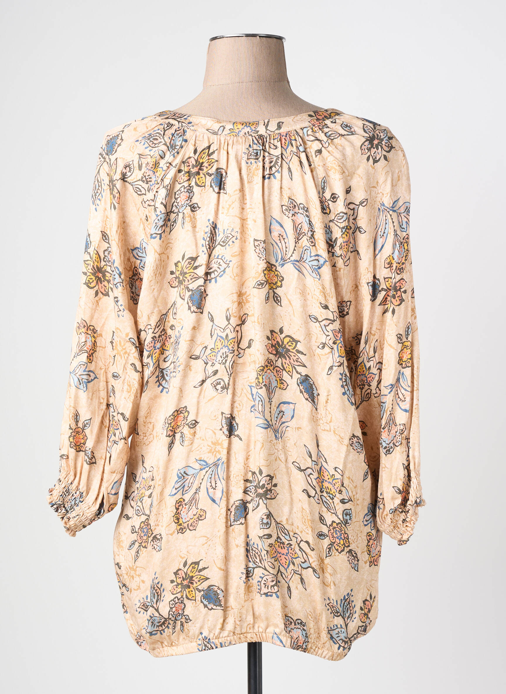 Top imprimé fantaisie sans manche beige CISO femme