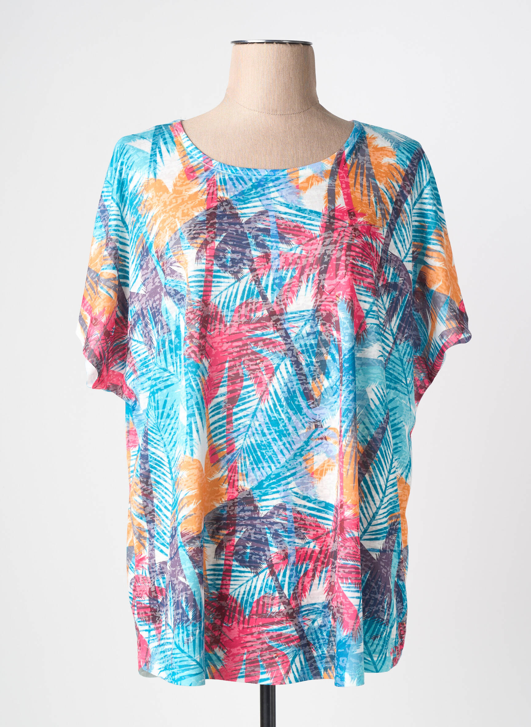 T-shirt imprimé fantaisie manches courtes bleu JULIE GUERLANDE femme