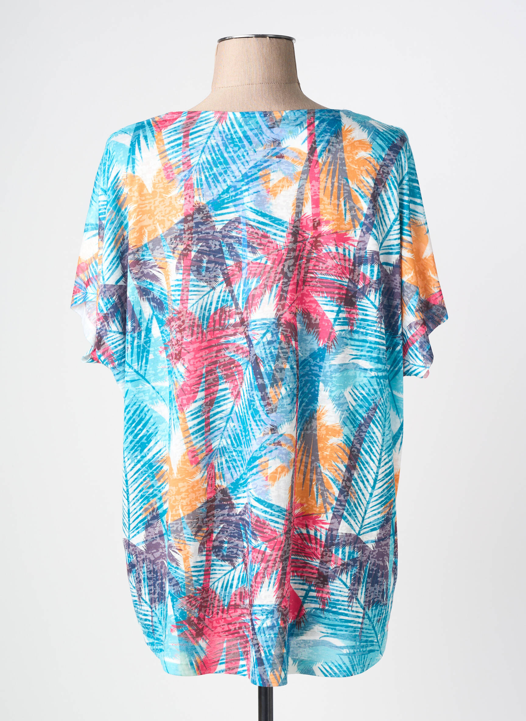 T-shirt imprimé fantaisie manches courtes bleu JULIE GUERLANDE femme