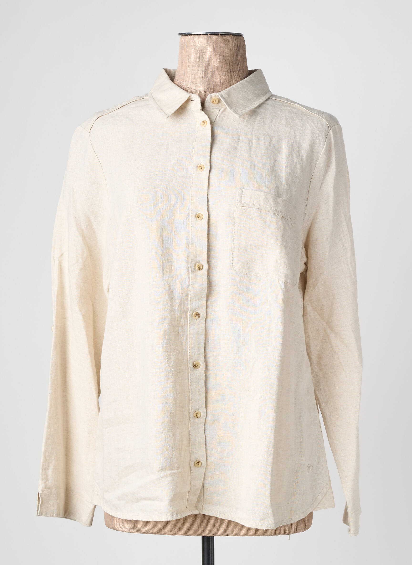 Chemisier coupe droite manches longues beige JULIE GUERLANDE femme