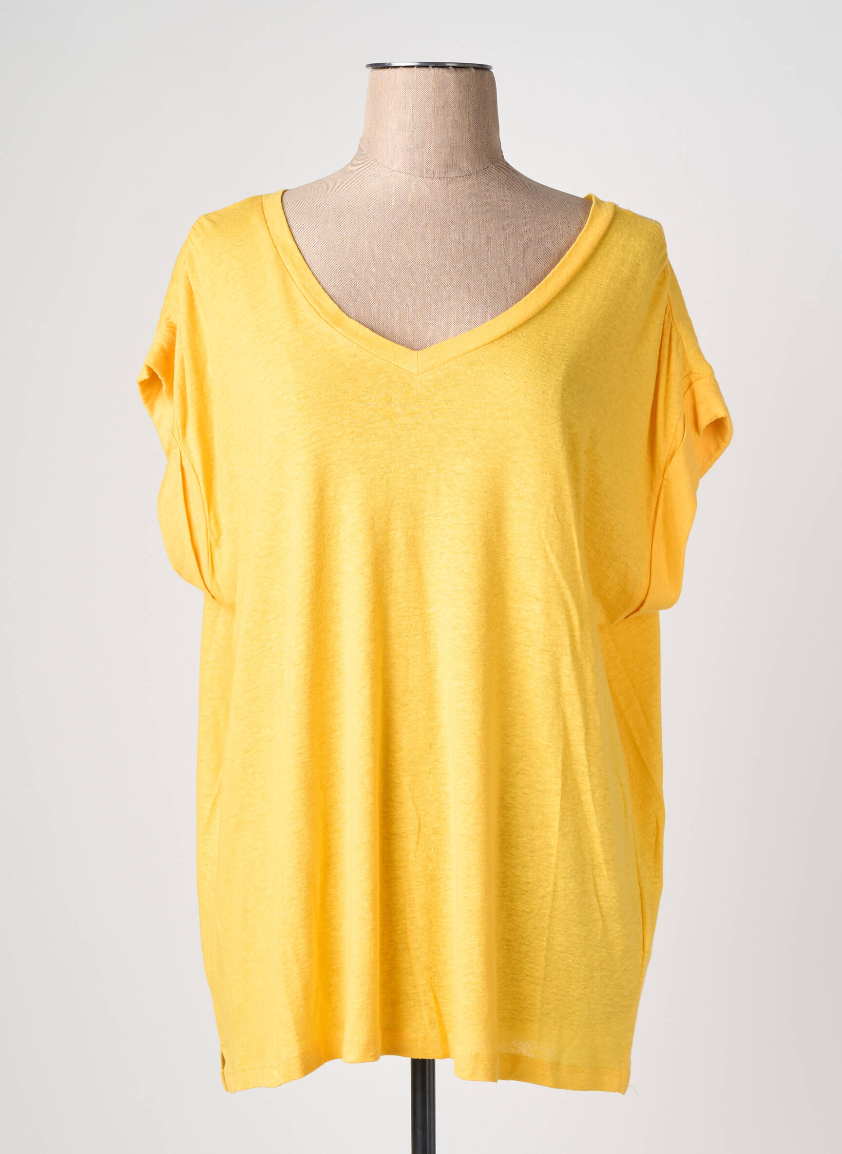 T-shirt coupe droite manches courtes jaune MD'M femme