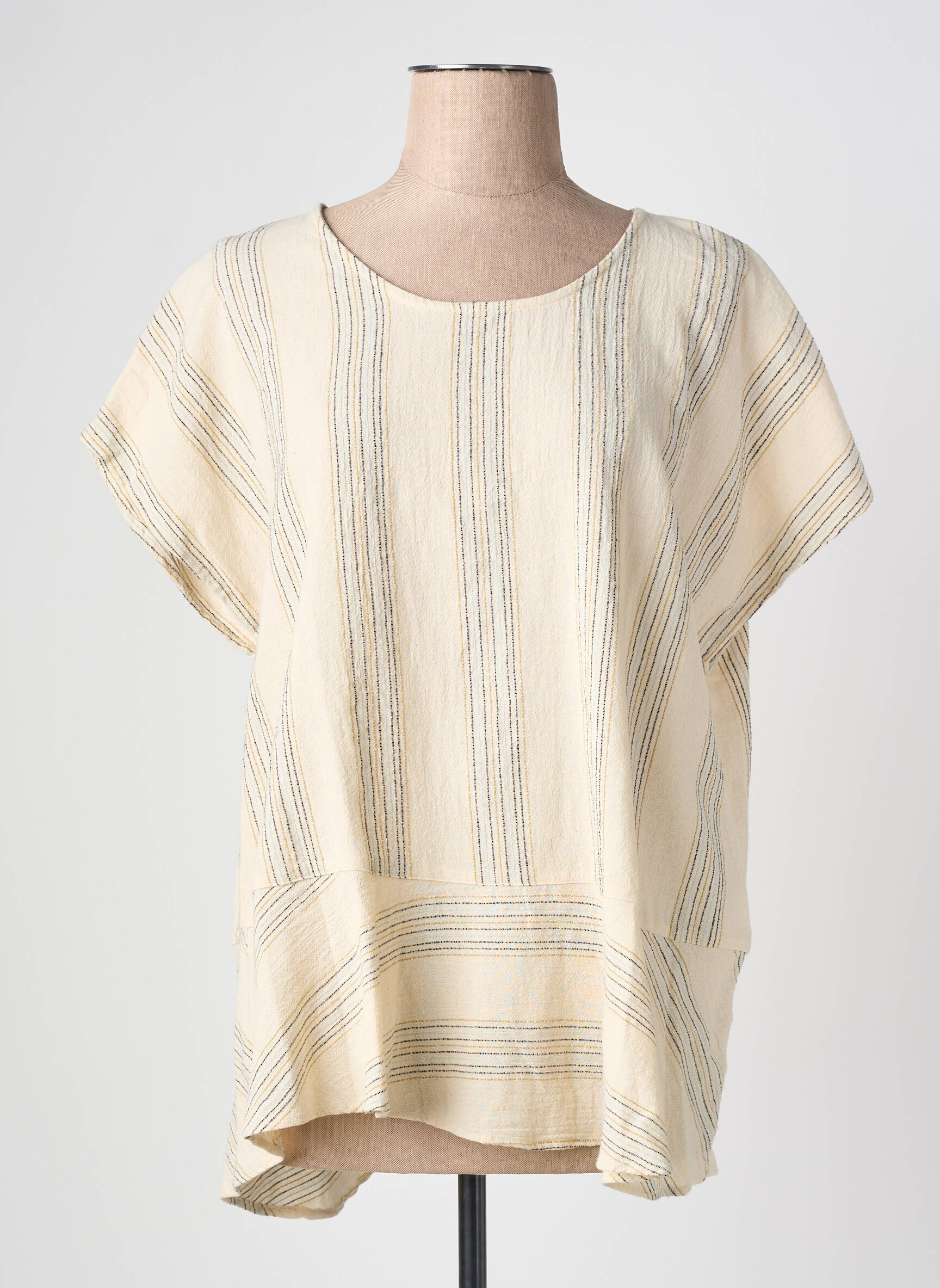 T-shirt coupe droite manches courtes beige CISO femme