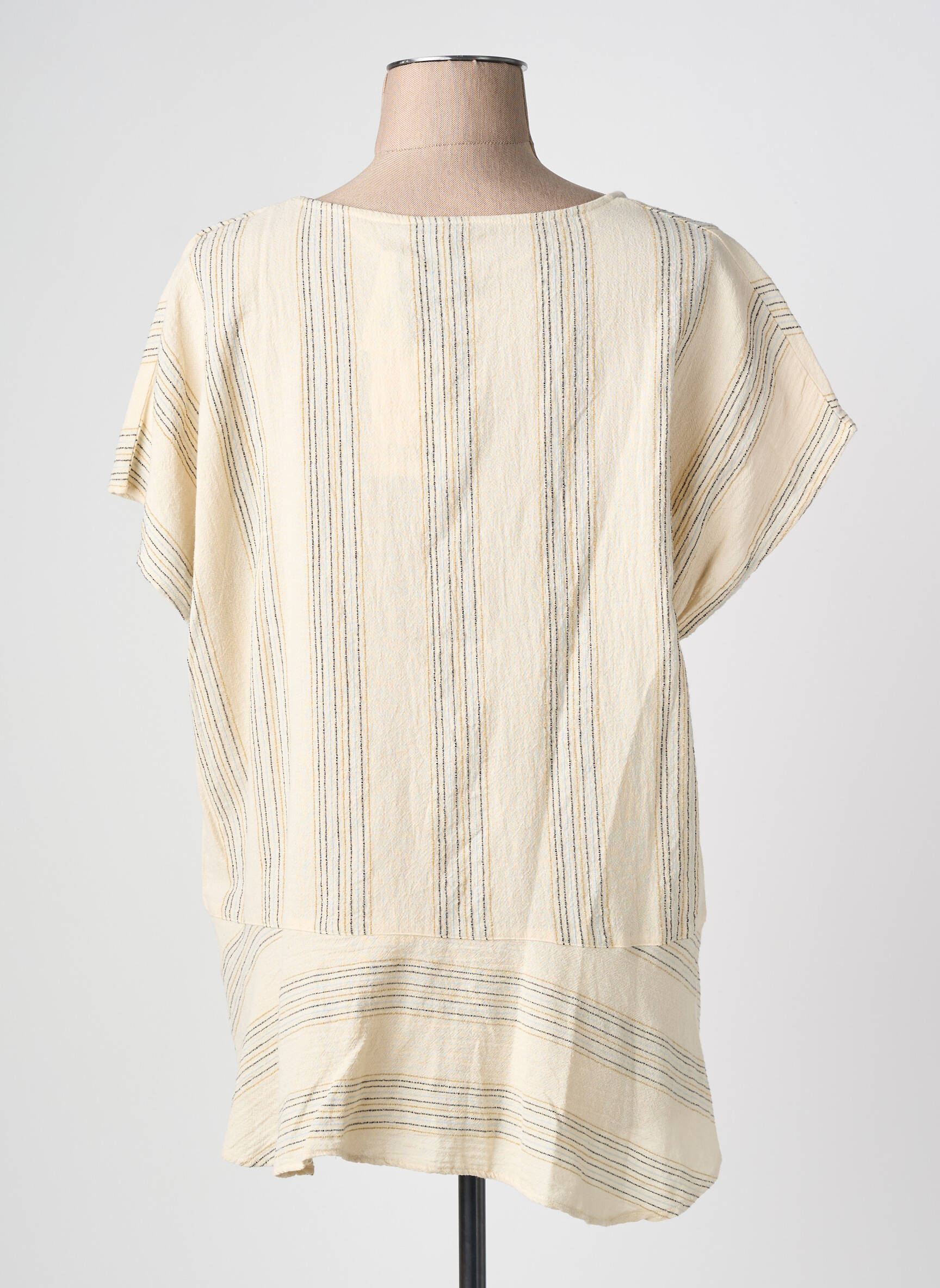 T-shirt coupe droite manches courtes beige CISO femme