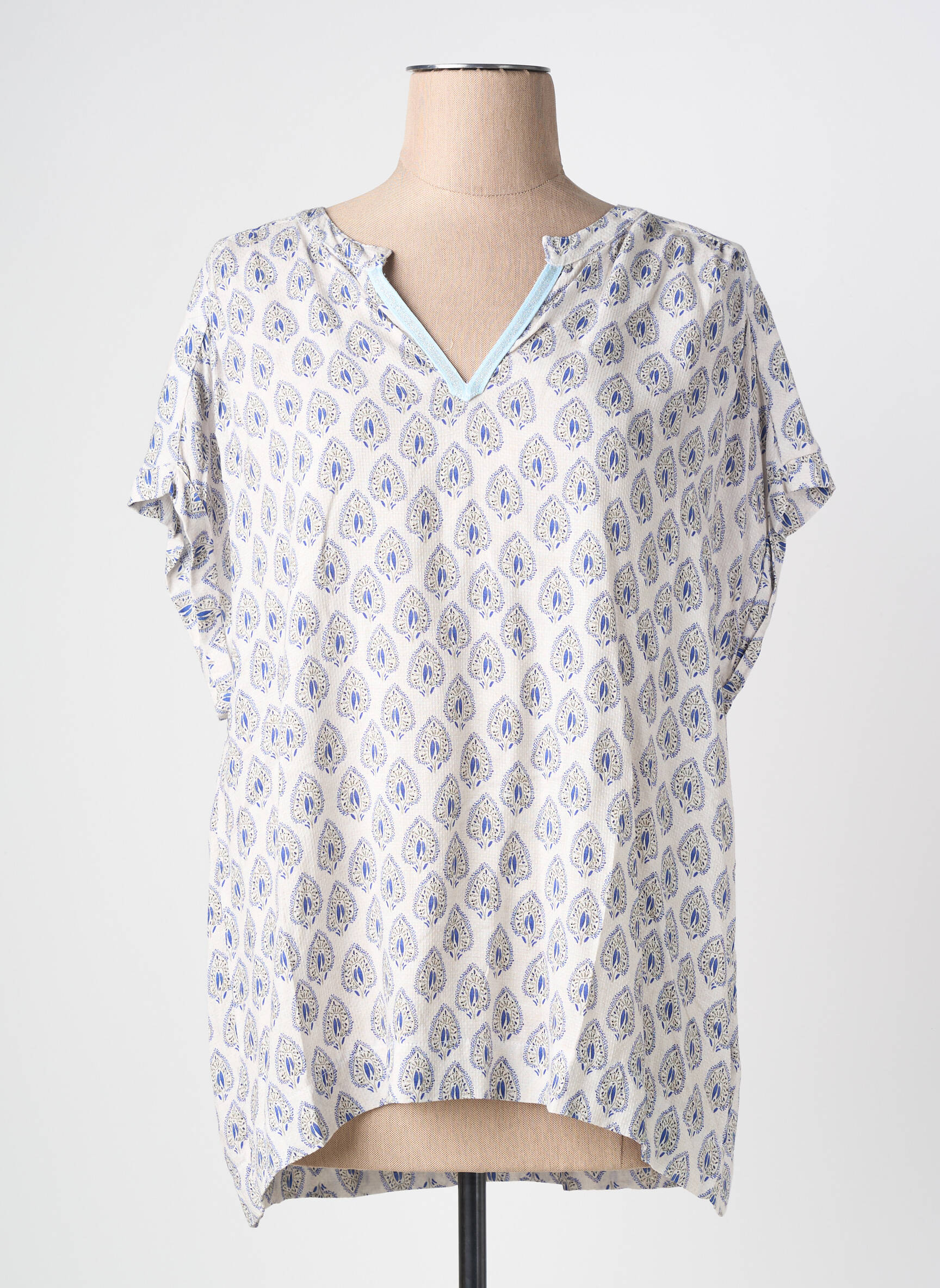 Top tissage crêpe manches courtes gris GUITARE femme